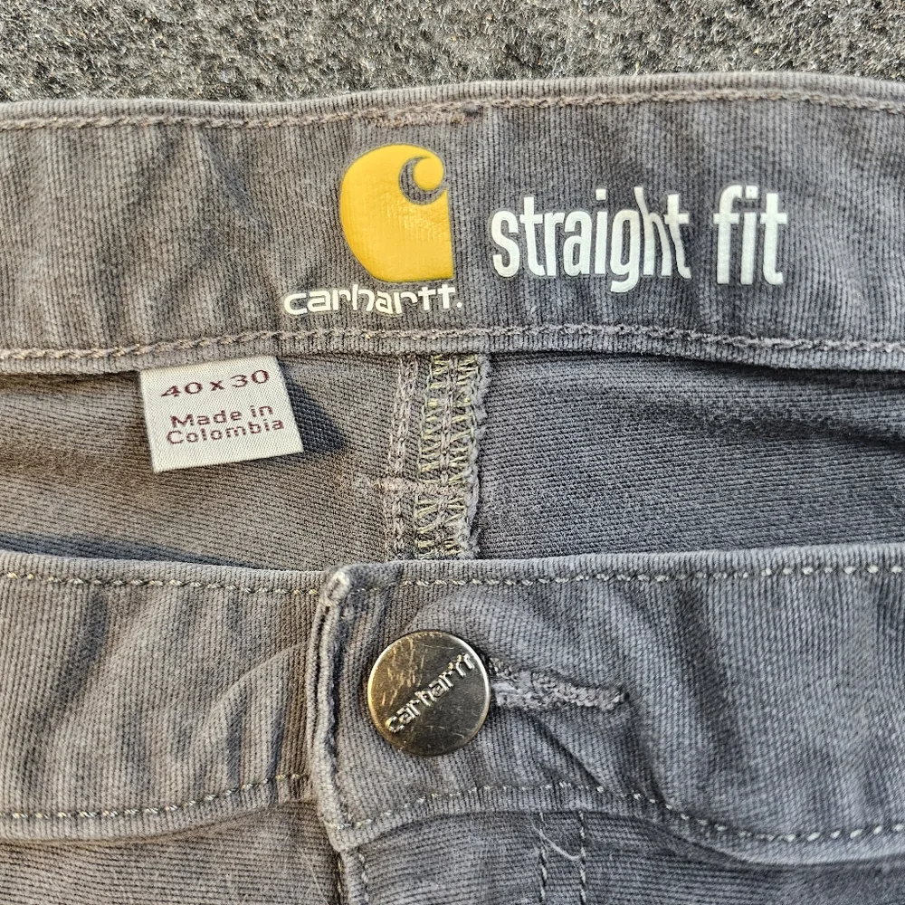 Carhartt Mens 40x30 Gray Straight Fit‎ Work Pants Stretch Canvas Utility
